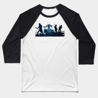 Cool Dark Ocean Waves Collection Baseball T-Shirt